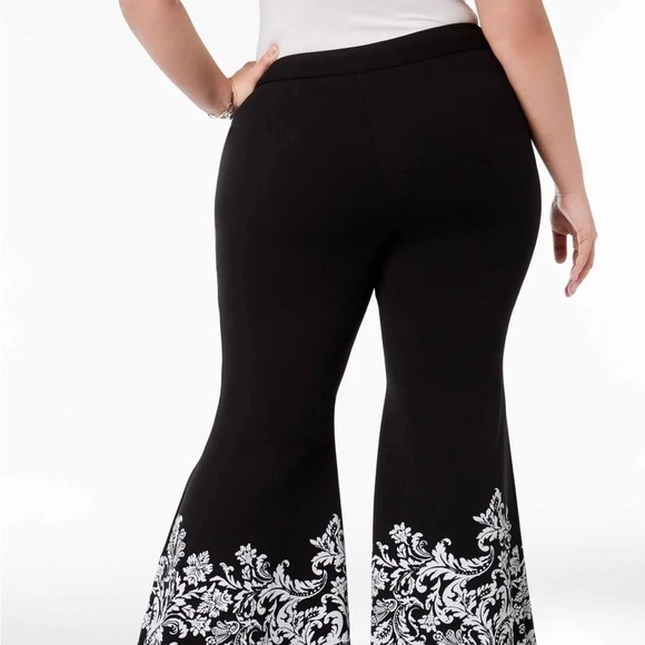 INC International Concepts NWT Plus Size Printed Tulip Hem Pants Black Size 18W - Picture 10 of 10